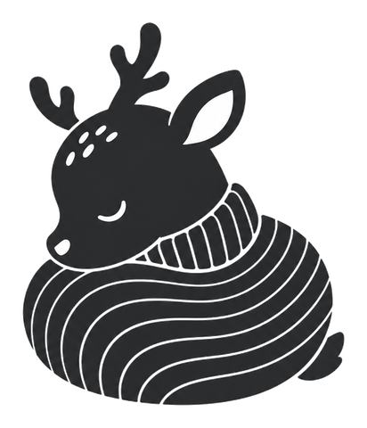 MANNDIIP — a resting deer wearing a ribbed knitted jumper
